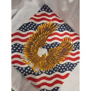 Vintage Wamcraft USA Flag Bandana 100% Cotton Red White Blue Americana 90s